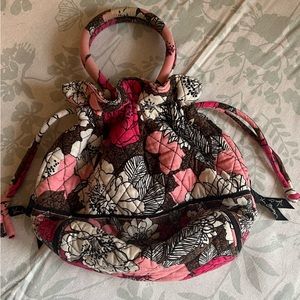 Vera Bradley Retired Mocha Rouge Glenna Small Drawstring Satchel Bag